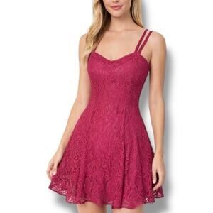 Vintage 90s All That Jazz Spaghetti Strap Red Lace Mini Dress XS Romantic Prom